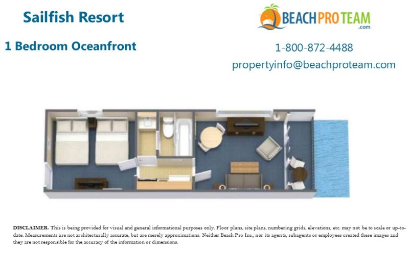 Sailfish Resort Floor Plan 1 - 1 Bedroom Oceanfront